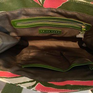 Trina Turk Pink Green Zebra Canvas Tote Beach Bag